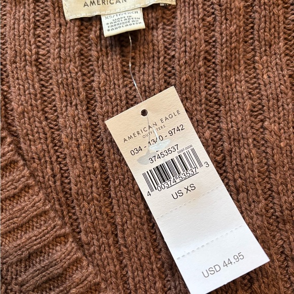 NWT AMERICAN EAGLE BROWN KNIT 3-BUTTON CARDIGAN, SIZE XS - Picture 10 of 11